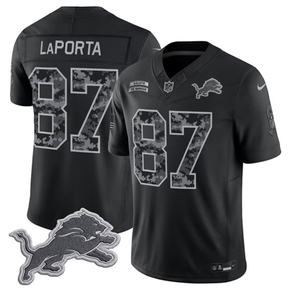 Men's Detroit Lions #87 Sam LaPorta Black F.U.S.E. 2026 Salute to Service Limited Football Stitched Jersey