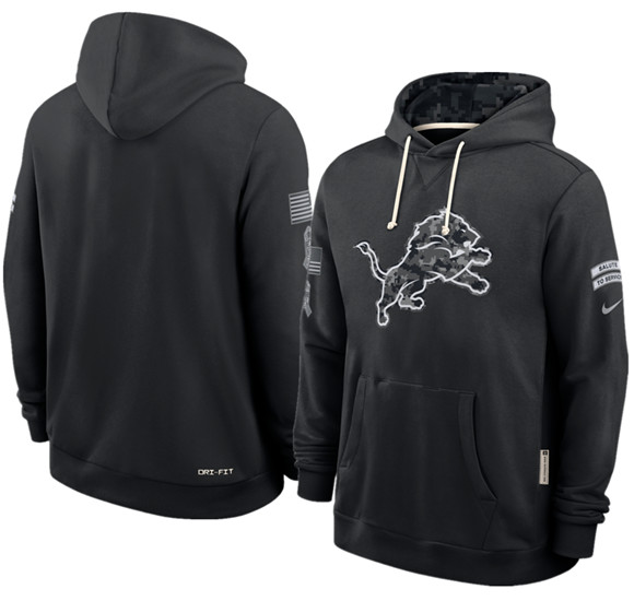 Men's Detroit Lions Black 2026 Salute to Service Sideline Dri-FIT Pullover Hoodie