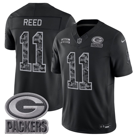 Men's Green Bay Packers #11 Jayden Reed Black 2026 F.U.S.E. Salute to Service Limited Football Stitched Jersey
