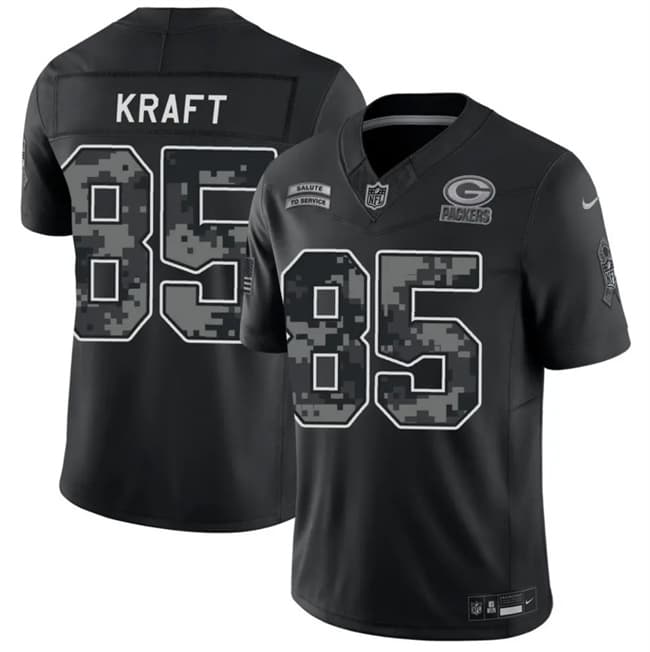 Men's Green Bay Packers #85 Tucker Kraft Black 2026 F.U.S.E. Salute to Service Limited Football Stitched Jersey