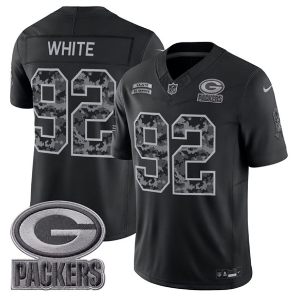 Men's Green Bay Packers #92 Reggie White Black 2026 F.U.S.E. Salute to Service Limited Football Stitched Jersey
