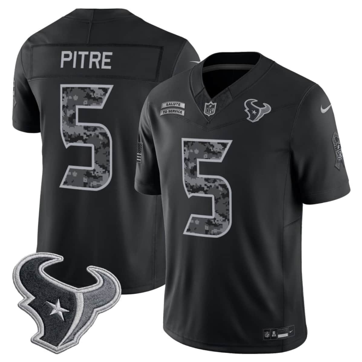 Men's Houston Texans #5 Jalen Pitre Black F.U.S.E. 2026 Salute to Service Limited Football Stitched Jersey