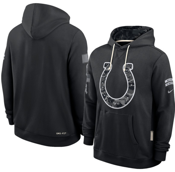 Men's Indianapolis Colts Black 2026 Salute to Service Sideline Dri-FIT Pullover Hoodie