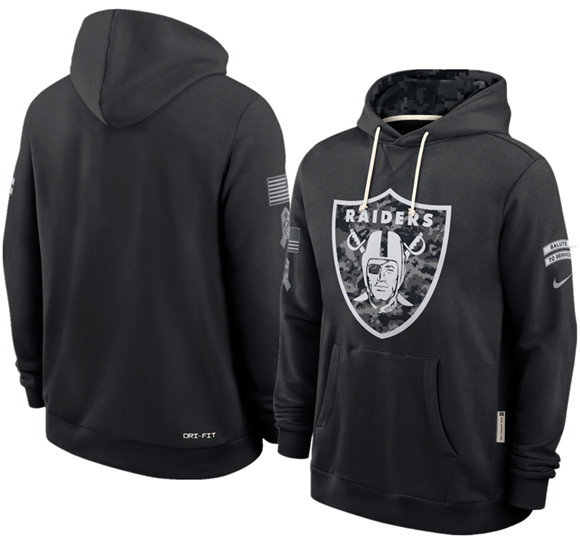 Men's Las Vegas Raiders Black 2026 Salute to Service Sideline Dri-FIT Pullover Hoodie