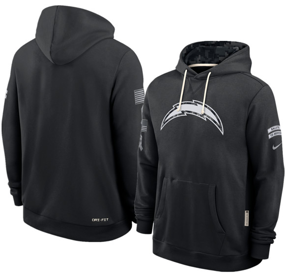 Men's Los Angeles Chargers Black 2026 Salute to Service Sideline Dri-FIT Pullover Hoodie