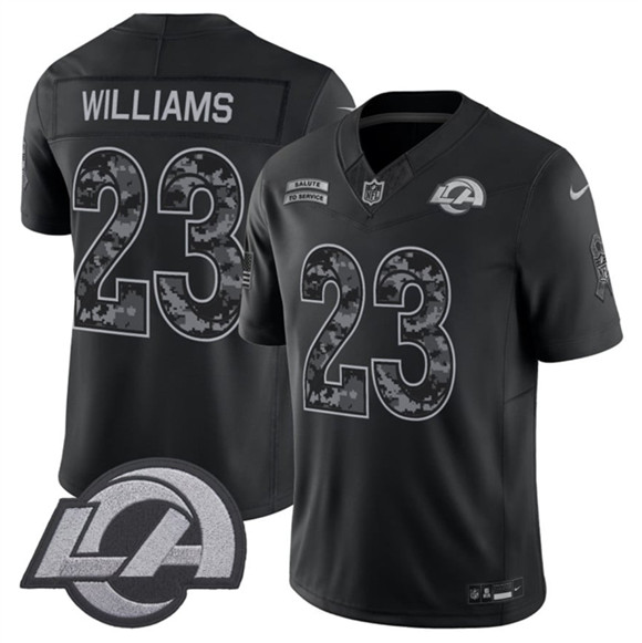 Men's Los Angeles Rams #23 Kyren Williams Black 2026 F.U.S.E. Salute to Service Limited Football Stitched Jersey