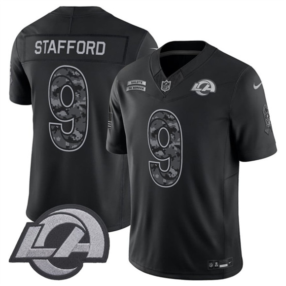 Men's Los Angeles Rams #9 Matthew Stafford Black 2026 F.U.S.E. Salute to Service Limited Football Stitched Jersey