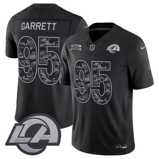 Men's Los Angeles Rams #95 Myles Garrett Black 2026 F.U.S.E. Salute to Service Limited Football Stitched Jersey