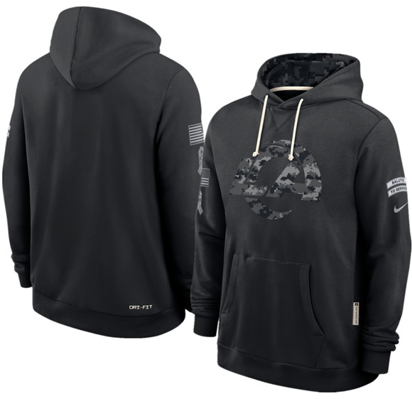 Men's Los Angeles Rams Black 2026 Salute to Service Sideline Dri-FIT Pullover Hoodie