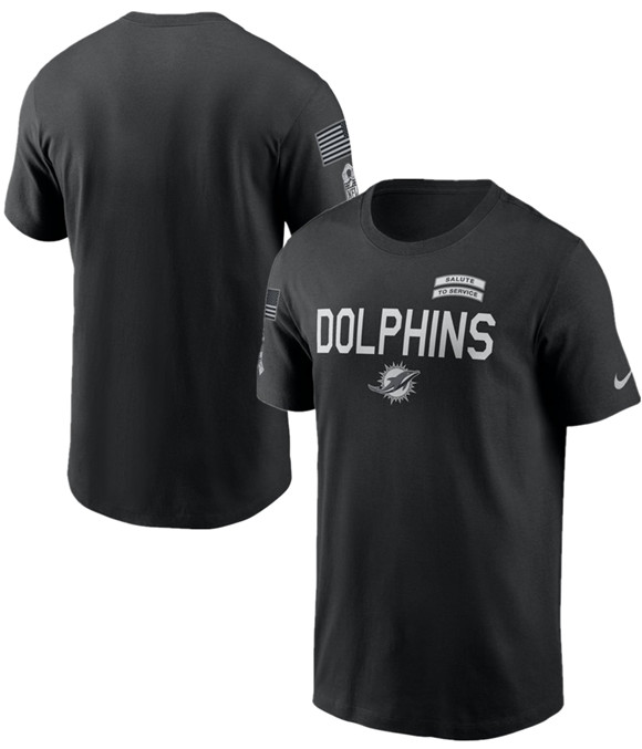 Men's Miami Dolphins Black 2026 Salute to Service Sideline Dri-FIT T-Shirt