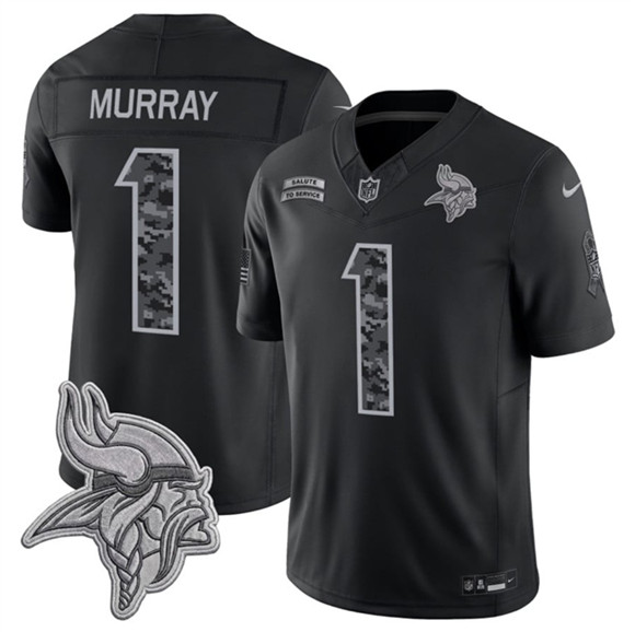 Men's Minnesota Vikings #1 Kyler Murray Black 2026 F.U.S.E. Salute to Service Limited Football Stitched Jersey