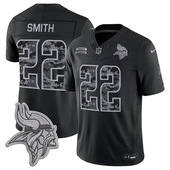Men's Minnesota Vikings #22 Harrison Smith Black 2026 F.U.S.E. Salute to Service Limited Football Stitched Jersey