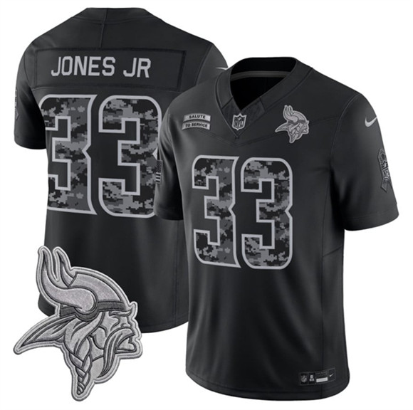 Men's Minnesota Vikings #33 Aaron Jones Sr. Black 2026 F.U.S.E. Salute to Service Limited Football Stitched Jersey