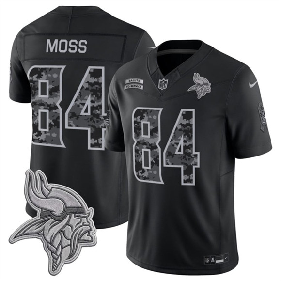 Men's Minnesota Vikings #84 Randy Moss Black 2026 F.U.S.E. Salute to Service Limited Football Stitched Jersey