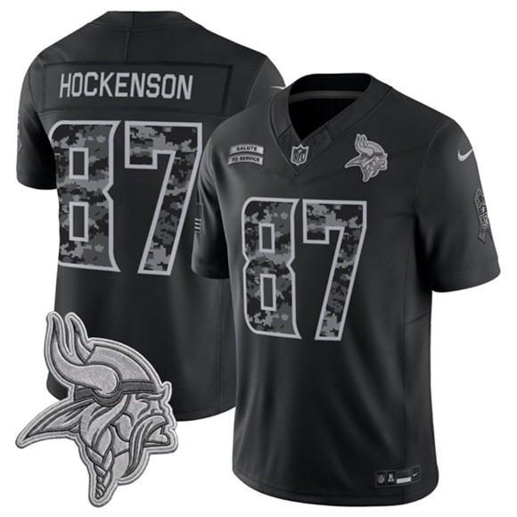 Men's Minnesota Vikings #87 T.J. Hockenson Black 2026 F.U.S.E. Salute to Service Limited Football Stitched Jersey