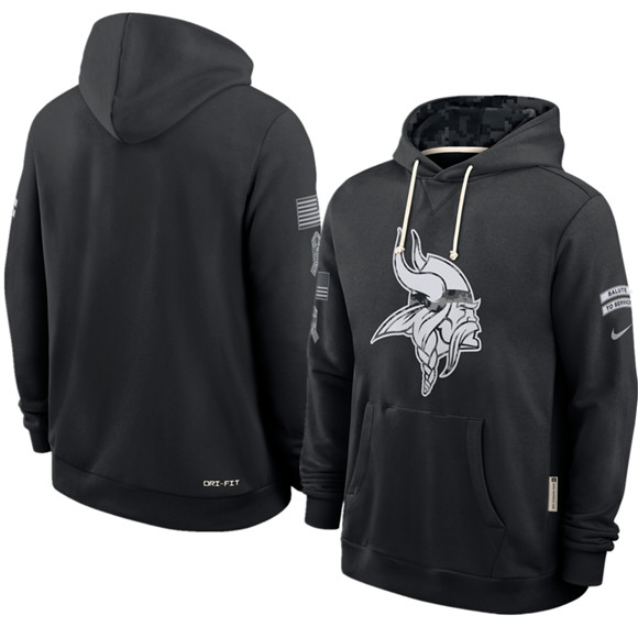 Men's Minnesota Vikings Black 2026 Salute to Service Sideline Dri-FIT Pullover Hoodie