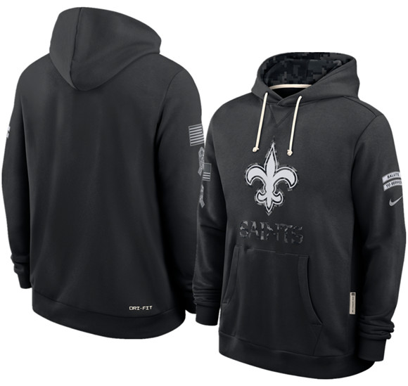 Men's New Orleans Saints Black 2026 Salute to Service Sideline Dri-FIT Pullover Hoodie