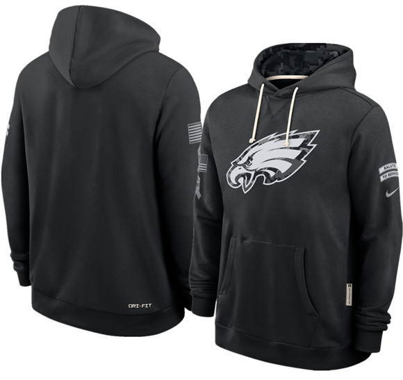 Men's Philadelphia Eagles Black 2026 Salute to Service Sideline Dri-FIT Pullover Hoodie