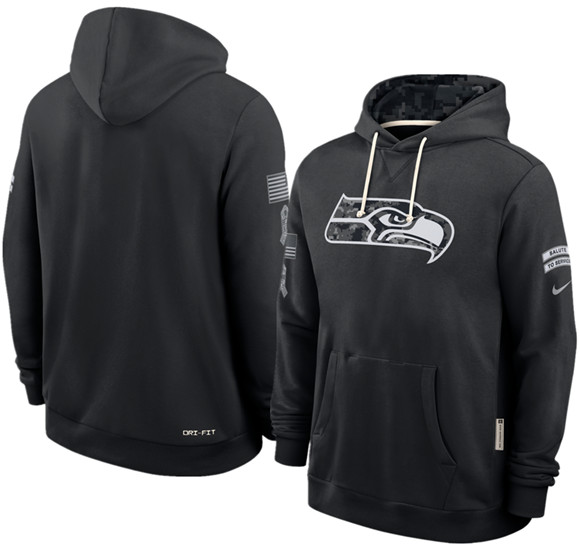 Men's Seattle Seahawks Black 2026 Salute to Service Sideline Dri-FIT Pullover Hoodie