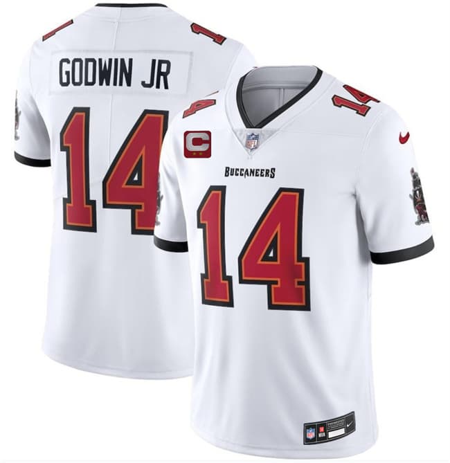 Men's Tampa Bay Buccaneers #14 Chris Godwin Jr White 2026 With 2-Star C Patch Vapor Limited Football Stitched Jersey