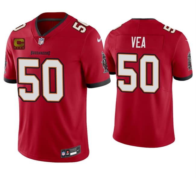 Men's Tampa Bay Buccaneers #50 Vita Vea Red 2026 With 4-Star C Patch Vapor Limited Football Stitched Jersey