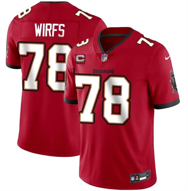 Men's Tampa Bay Buccaneers #78 Tristan Wirfs Red 2026 With 4-Star C Patch Vapor Limited Football Stitched Jersey