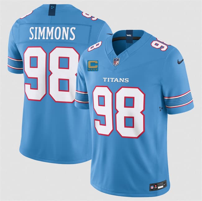 Men's Tennessee Titans #98 Jeffery Simmons Light Blue 2026 With 4-Star C Patch F.U.S.E. Vapor Limited Football Stitched Jersey