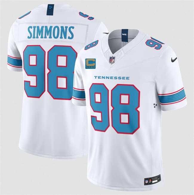Men's Tennessee Titans #98 Jeffery Simmons White 2026 With 4-Star C Patch F.U.S.E. Vapor Limited Football Stitched Jersey