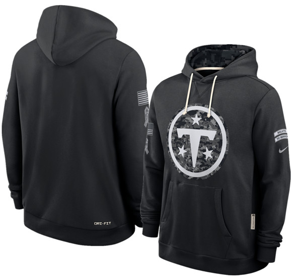 Men's Tennessee Titans Black 2026 Salute to Service Sideline Dri-FIT Pullover Hoodie