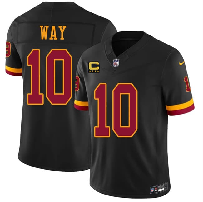 Men's Washington Commanders #10 Tress Way Black 2026 F.U.S.E. With 4-Star C Patch Vapor Limited Football Stitched Jersey