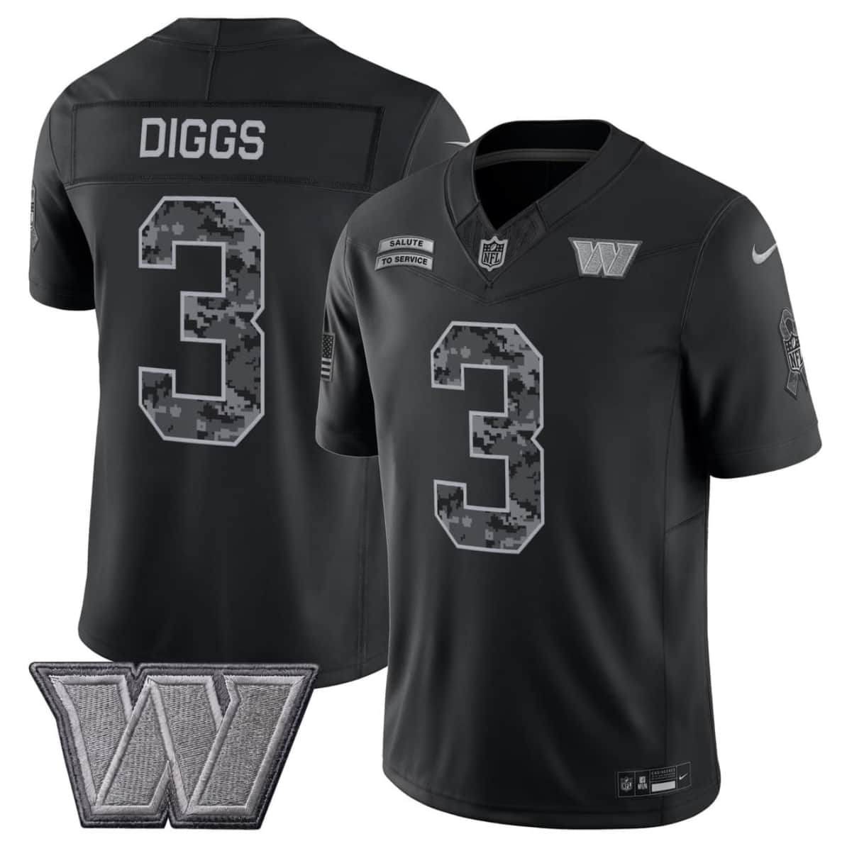 Men's Washington Commanders #3 Stefon Diggs Black F.U.S.E. 2026 Salute to Service Limited Football Stitched Jersey
