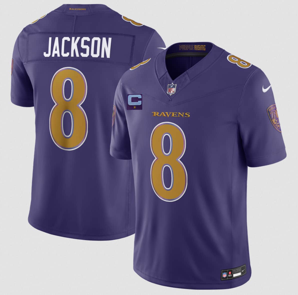 Men's Baltimore Ravens #8 Lamar Jackson Purple 2026 F.U.S.E. Alternate Vapor Limited Football Stitched Jersey