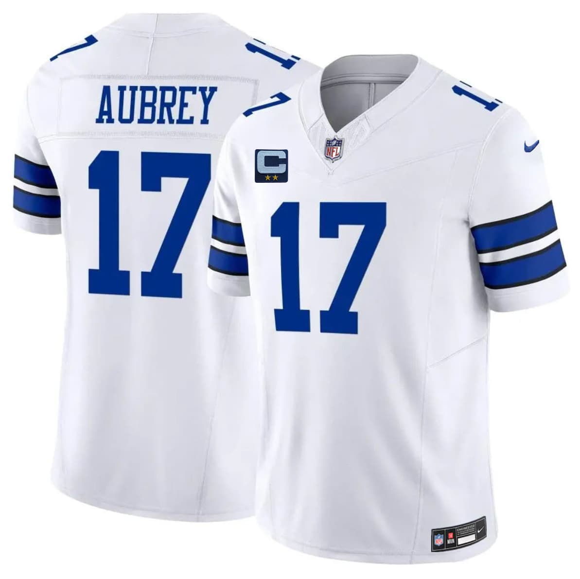 Men's Dallas Cowboys #17 Brandon Aubrey White 2026 With 2-Star C Patch F.U.S.E. Vapor Untouchable Limited Stitched Football Jersey