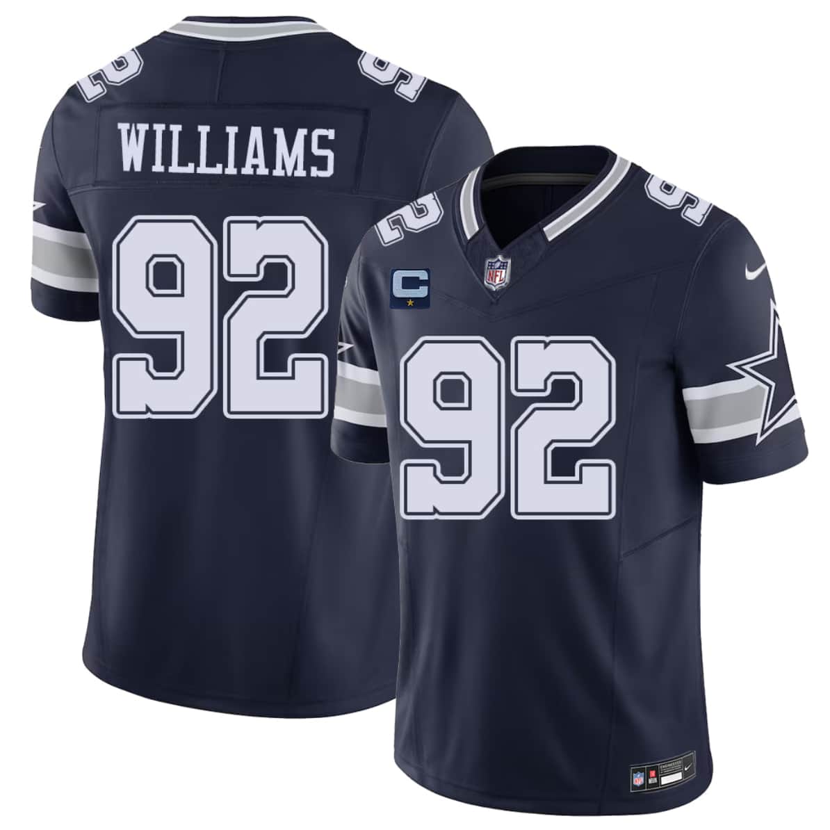 Men's Dallas Cowboys #92 Quinnen Williams Navy 2026 With 1-Star C Patch F.U.S.E. Vapor Untouchable Limited Stitched Football Jersey