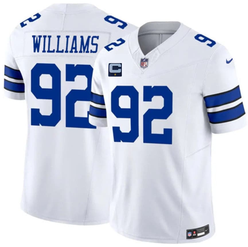 Men's Dallas Cowboys #92 Quinnen Williams White 2026 With 1-Star C Patch F.U.S.E. Vapor Untouchable Limited Stitched Football Jersey