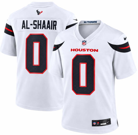 Men's Houston Texans #0 Azeez Al-Shaair White Vapor Limited Football Stitched Jersey