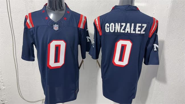 Men's New England Patriots #0 Christian Gonzalez Navy F.U.S.E. Vapor Limited Football Stitched Jersey