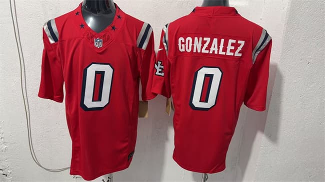 Men's New England Patriots #0 Christian Gonzalez Red F.U.S.E. Vapor Limited Football Stitched Jersey