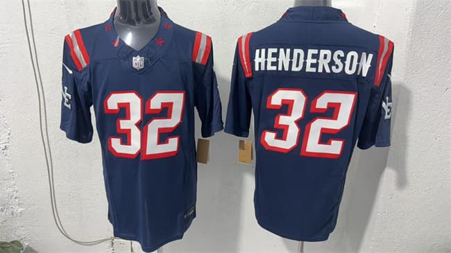 Men's New England Patriots #32 TreVeyon Henderson Navy F.U.S.E. Vapor Limited Football Stitched Jersey