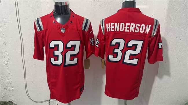 Men's New England Patriots #32 TreVeyon Henderson Red F.U.S.E. Vapor Limited Football Stitched Jersey