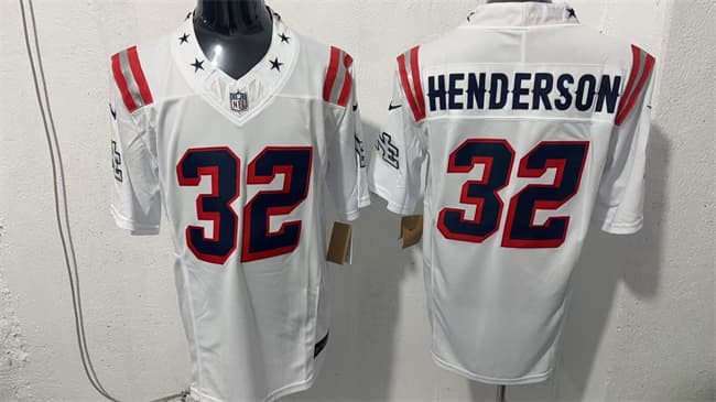 Men's New England Patriots #32 TreVeyon Henderson White F.U.S.E. Vapor Limited Football Stitched Jersey