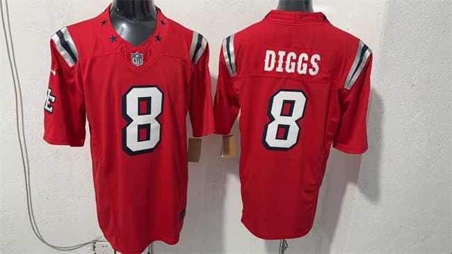 Men's New England Patriots #8 Stefon Diggs Red F.U.S.E. Vapor Limited Football Stitched Jersey