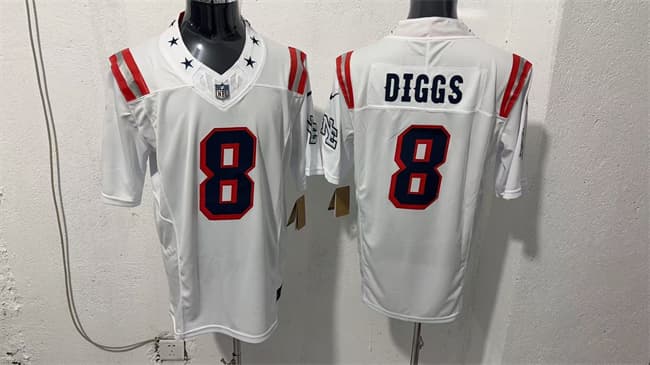 Men's New England Patriots #8 Stefon Diggs White F.U.S.E. Vapor Limited Football Stitched Jersey