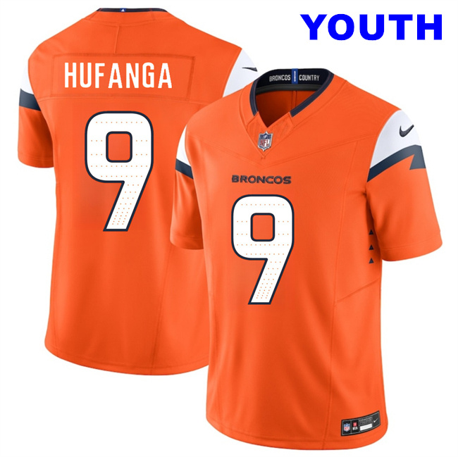 Youth Denver Broncos #9 Talanoa Hufanga Orange F.U.S.E. Vapor Limited Football Stitched Jersey