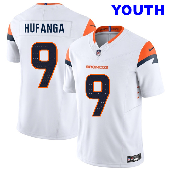 Youth Denver Broncos #9 Talanoa Hufanga White F.U.S.E. Vapor Limited Football Stitched Jersey