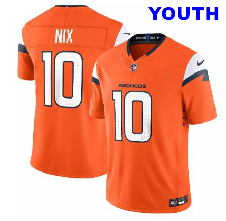 Youth Denver Broncos Bo Nix #10 Brilliant Orange Limited Nike Stitched Jersey