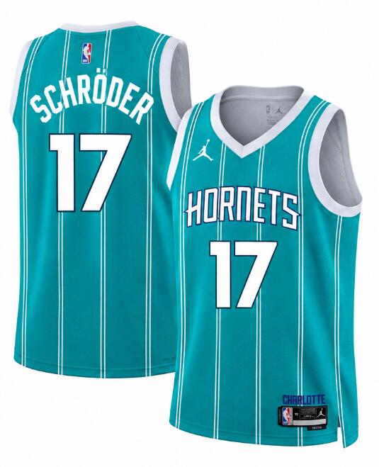 Men's Charlotte Hornets #17 Dennis Schroder Teal Draft Icon Edition Stitched Basketball Jersey
