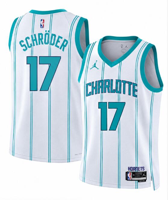 Men's Charlotte Hornets #17 Dennis Schroder White Draft Association Edition Stitched Basketball Jersey