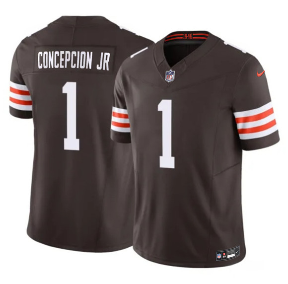 Men's Cleveland Browns #1 KC Concepcion Jr Brown 2026 F.U.S.E. Vapor Limited Football Stitched Jersey