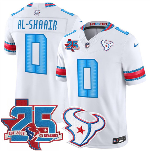 Men's Houston Texans #0 Azeez Al-Shaair White 2026 25th Anniversary Patch F.U.S.E. Rivalries Collection Limited Football Stitched Jersey